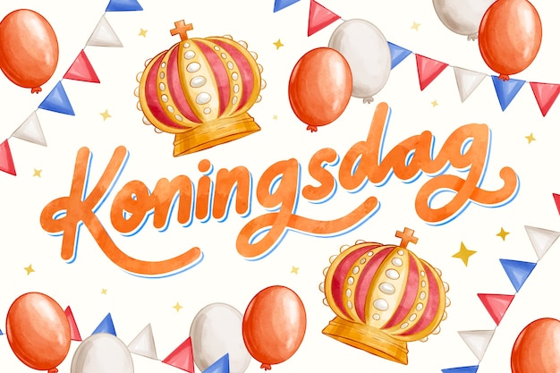 Gratis vector aquarel koningsdag achtergrond