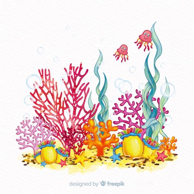 Gratis vector aquarel koraal achtergrond