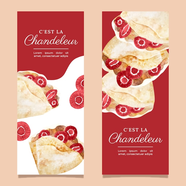 Aquarel kroonluchter verticale banners set