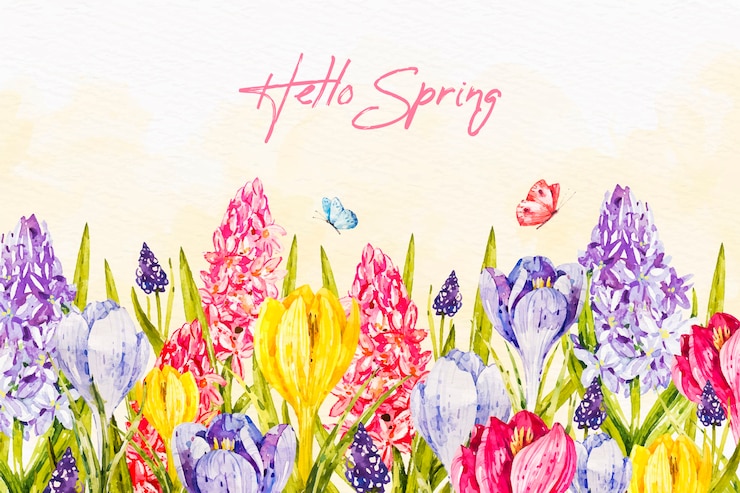 Gratis Vector aquarel lente achtergrond
