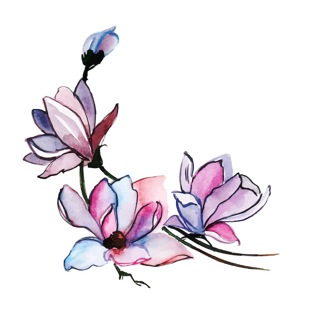 Gratis vector aquarel lente bloemen en bladeren collectie