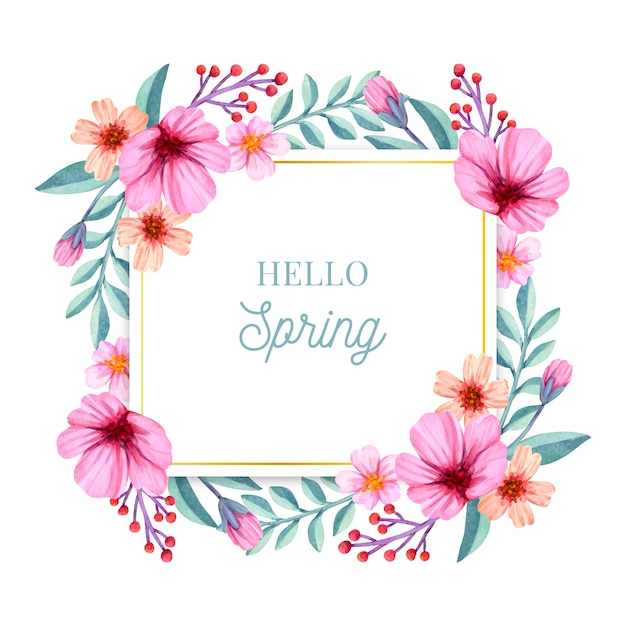 Gratis vector aquarel lente bloemen frame