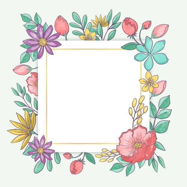 Aquarel lente bloemen frame