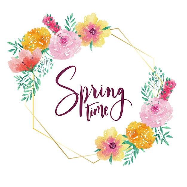 Aquarel lente bloemen frame