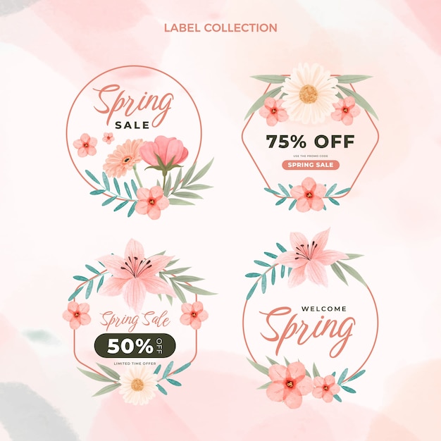 Aquarel lente labels collectie