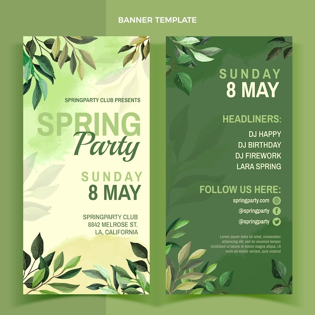 Gratis vector aquarel lente verticale banners set