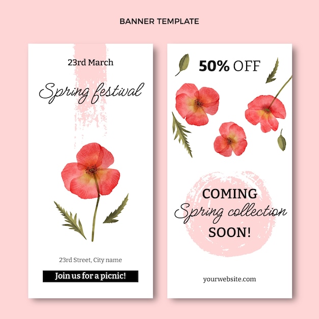 Gratis vector aquarel lente verticale banners set