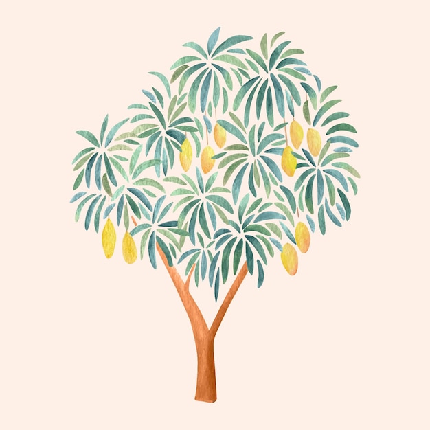 Gratis vector aquarel mangoboom illustratie