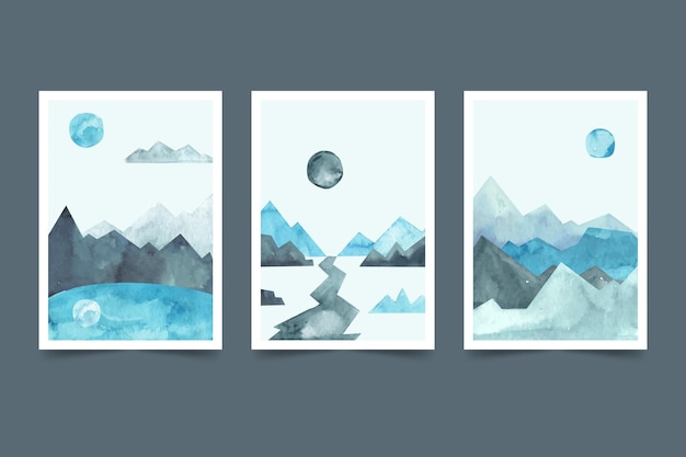 Gratis vector aquarel minimale landschapscollectie