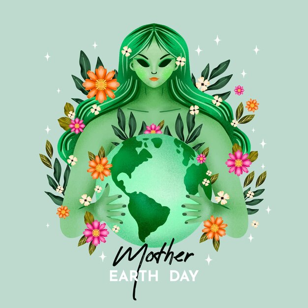 Aquarel moeder aarde dag illustratie