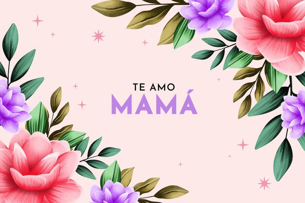 Aquarel moederdag achtergrond in het Spaans
