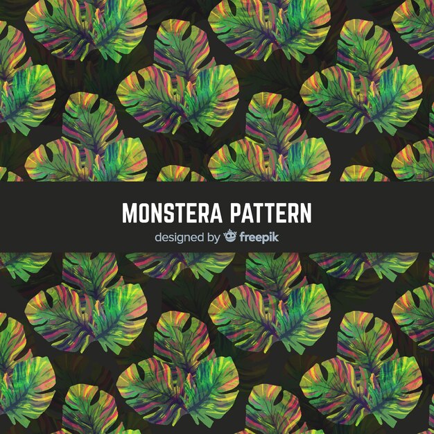 Aquarel monstera verlaat patroon