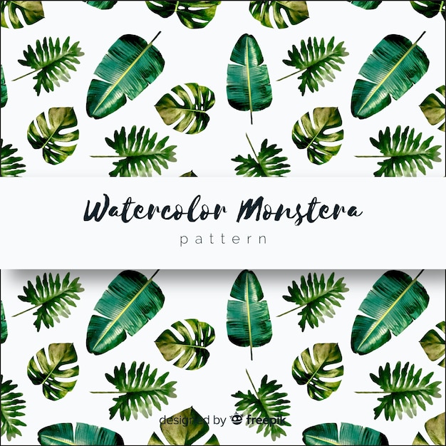 Aquarel monstera verlaat patroon