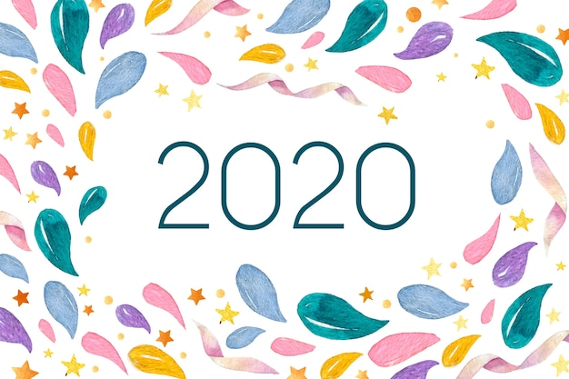 Aquarel nieuwjaar 2020 achtergrond