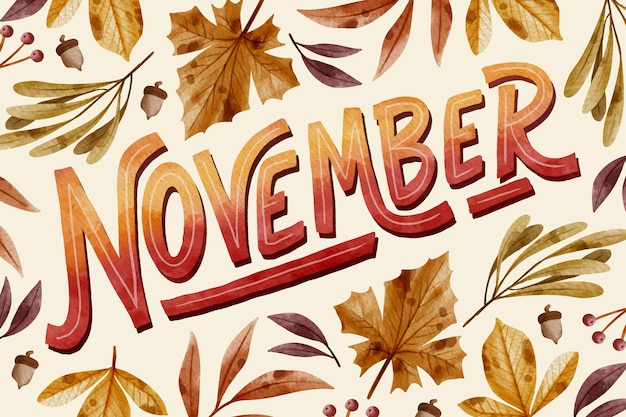 Gratis vector aquarel november belettering