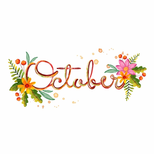 Aquarel oktober belettering