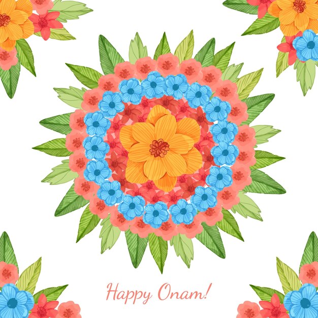 Aquarel onam bloemendecoratie