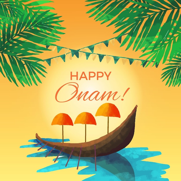 Gratis vector aquarel onam illustratie concept