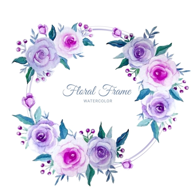 Gratis vector aquarel paarse bloemen frame