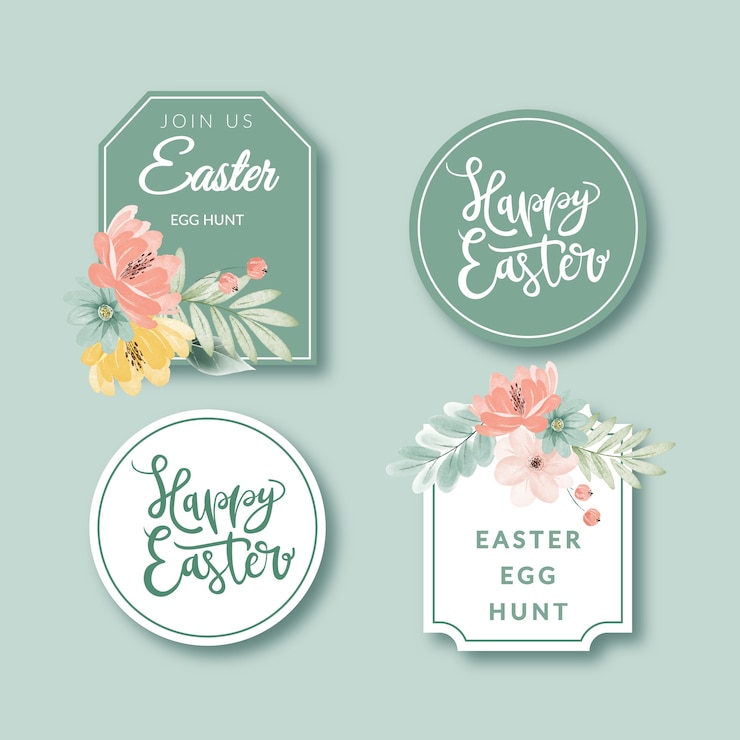 Gratis Vector aquarel paaslabels collectie