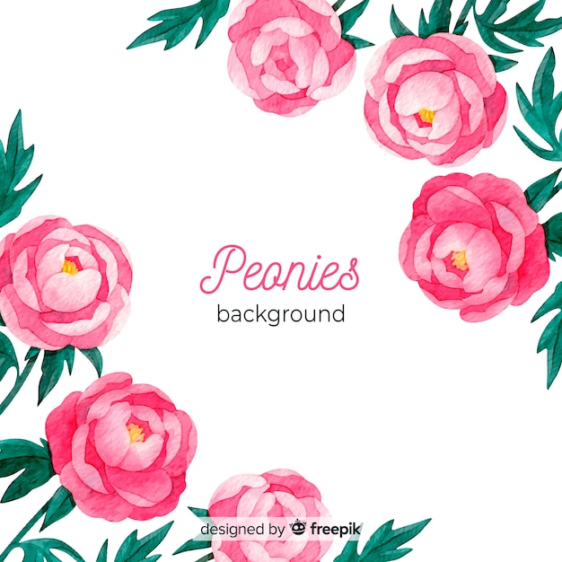 Gratis vector aquarel pioen bloemen achtergrond