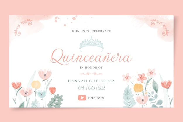 Gratis vector aquarel quinceañera youtube thumbnail