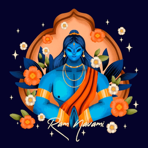 Gratis vector aquarel ram navami illustratie