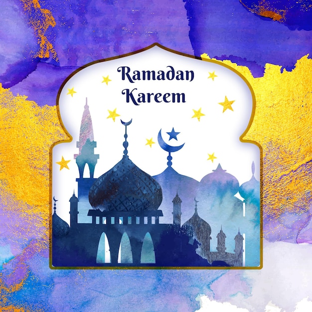 Gratis vector aquarel ramadan kareem illustratie
