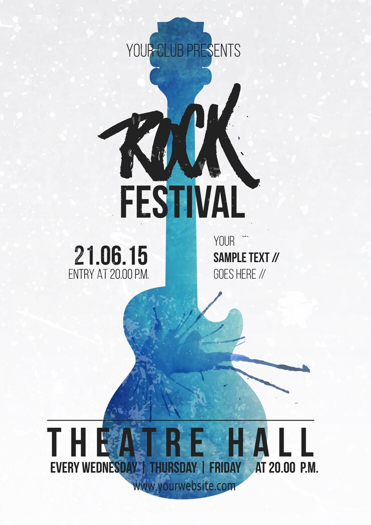 Gratis Vector aquarel rockfestival poster