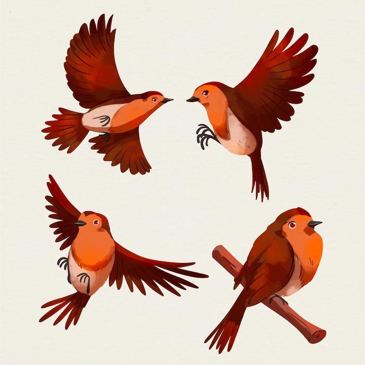 Gratis Vector aquarel roodborstje pakket