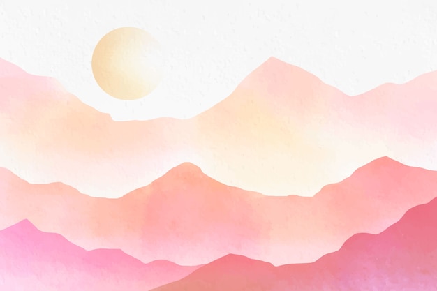 Gratis vector aquarel roze bergen achtergrond