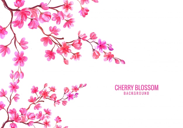 Aquarel roze bloemen Cherry Blossom achtergrond