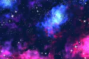 Gratis vector aquarel roze en blauwe melkwegachtergrond