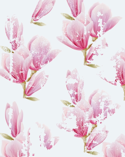 Aquarel roze fee lelie bloemenpatroon. Grunge ontwerp