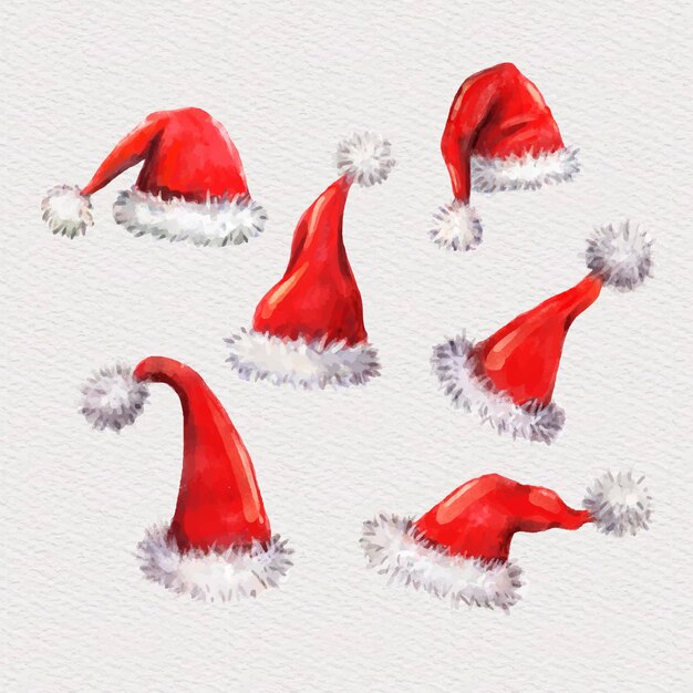 Aquarel santa's hoed set