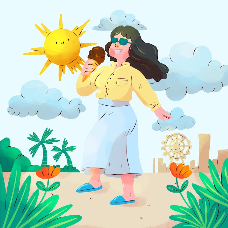 Gratis Vector aquarel schattige zomer illustratie