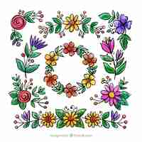 Gratis vector aquarel set floral elementen