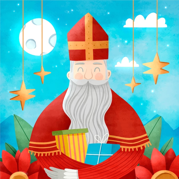 Gratis vector aquarel sinterklaas illustratie