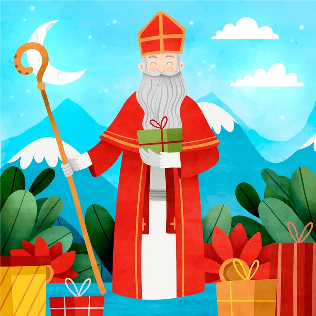Aquarel sinterklaas illustratie