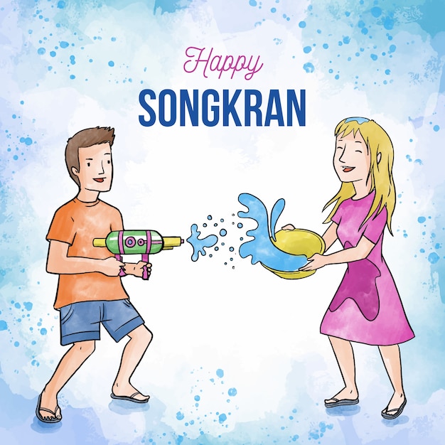 Aquarel songkran concept