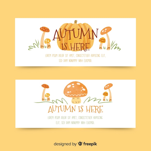 Aquarel stijl herfst banners sjabloon