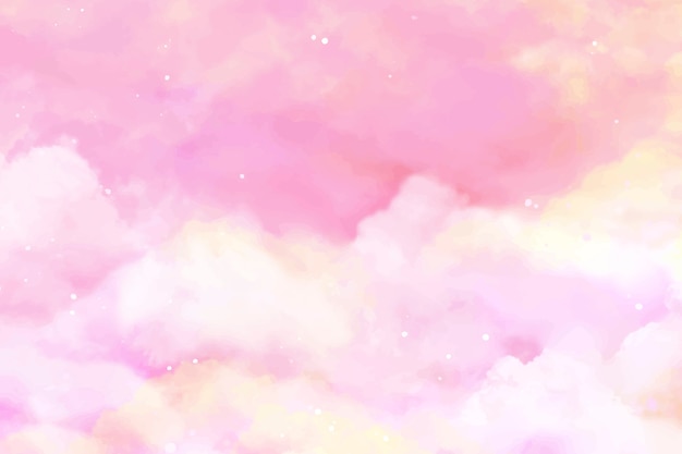 Aquarel suiker katoen wolken achtergrond