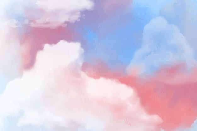 Aquarel suiker katoen wolken achtergrond