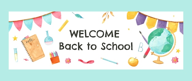 Gratis vector aquarel terug naar school twitter header