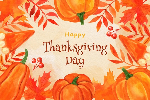 Gratis vector aquarel thanksgiving achtergrond