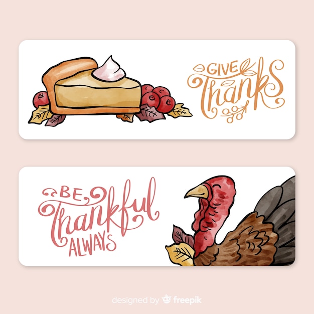 Aquarel thanksgiving day banner set