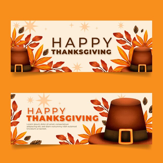 Gratis vector aquarel thanksgiving horizontale banners set