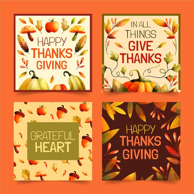 Aquarel thanksgiving instagram posts collectie