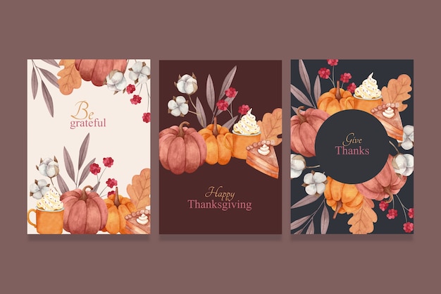 Aquarel thanksgiving kaarten collectie