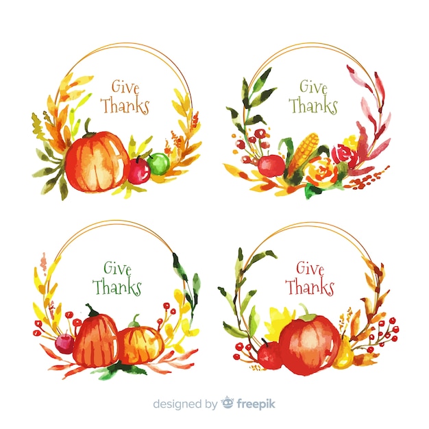 Aquarel thanksgiving label collectie